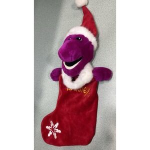 Vintage Barney Plush Christmas Stocking Decor 90s Nostalgia 1993